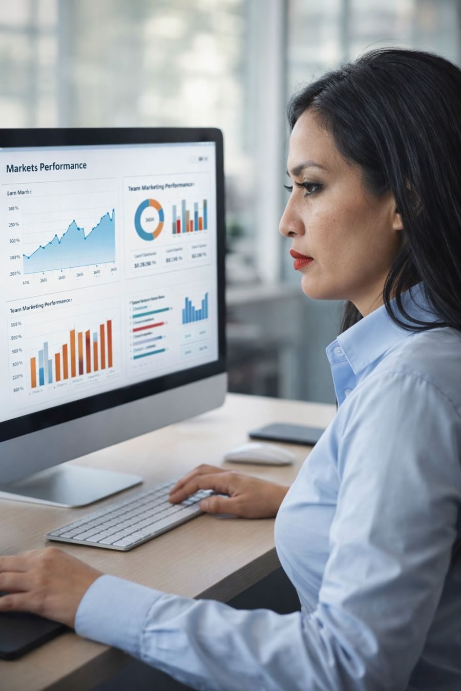 Consultant reviewing business performance dashboards